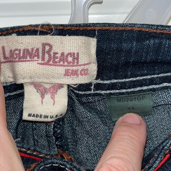 LAGUNA BEACH JEANS VINTAGE STRAIGHT CUT POCKET SKULLS SIZE 31 BLUE MADE IN USA - Picture 3 of 14